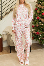 Load image into Gallery viewer, Santa Print Long Sleeve Top and Pants Lounge Set