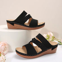 Load image into Gallery viewer, Flower PU Leather Wedge Sandals