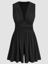 Load image into Gallery viewer, Ruched Plunge Sleeveless Romper