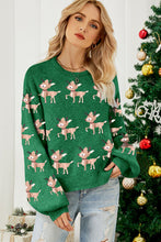 Load image into Gallery viewer, Reindeer Round Neck Drop Shoulder Sweater