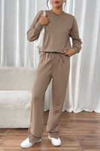 Load image into Gallery viewer, Perfee Round Neck Long Sleeve Top and Pants Set