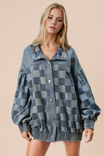 Load image into Gallery viewer, Double Take Checkered Button Up Denim Jacket