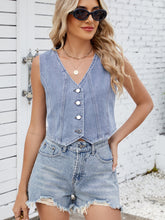 Load image into Gallery viewer, V-Neck Button Down Denim Vest