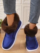 Load image into Gallery viewer, Faux Fur Suede Round Toe Sneakers