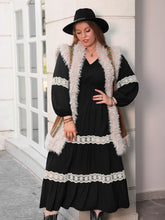 Load image into Gallery viewer, Plus Size Minka Lace Detail V-Neck Long Sleeve Midi Dress