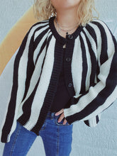 Load image into Gallery viewer, Contrast Stripes Button Down Long Sleeve Cardigan