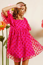 Load image into Gallery viewer, BiBi Polka Dot Mesh Puff Sleeve Dress