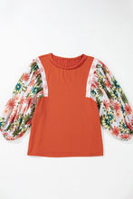 Load image into Gallery viewer, Printed Round Neck Balloon Sleeve Blouse