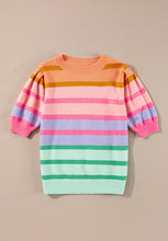 Load image into Gallery viewer, Striped Round Neck Half Sleeve Sweater