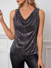 Load image into Gallery viewer, Sequin Cowl Neck Tank