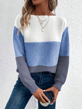 Load image into Gallery viewer, Color Block Boat Neck Sweater