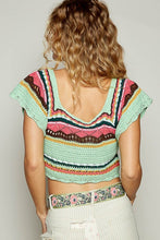 Load image into Gallery viewer, POL Openwork Ethnic Pattern Square Neck Cropped Knit Top