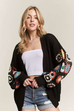 Load image into Gallery viewer, ADORA Full Size Contrast Crochet Open Front Long Sleeve Cardigan Plus Size