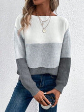 Load image into Gallery viewer, Color Block Boat Neck Sweater