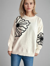 Load image into Gallery viewer, Flower Round Neck Long Sleeve Sweater