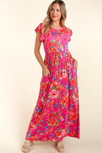 Load image into Gallery viewer, Haptics Floral Ruffled Round Neck Cap Sleeve Dress