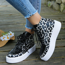 Load image into Gallery viewer, PU Leather Leopard Platform Sneakers