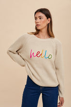 Load image into Gallery viewer, Annie Wear HELLO Embroidered Raglan Sleeve Sweater