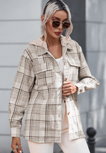 Load image into Gallery viewer, Plaid Removable Hood Button Up Shacket