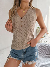 Load image into Gallery viewer, Openwork V-Neck Knit Vest