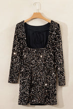 Load image into Gallery viewer, Backless Sequin Round Neck Long Sleeve Dress