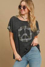 Load image into Gallery viewer, Umgee Peace Applique Round Neck French Terry Top