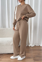 Load image into Gallery viewer, Perfee Round Neck Long Sleeve Top and Pants Set