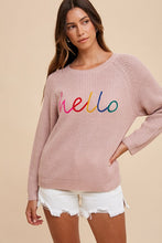 Load image into Gallery viewer, Annie Wear HELLO Embroidered Raglan Sleeve Sweater