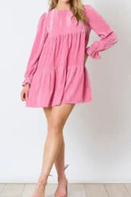 Load image into Gallery viewer, Tied Round Neck Flounce Sleeve Mini Dress