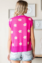 Load image into Gallery viewer, First Love Full Size Flower Pattern Round Neck Sweater Vest