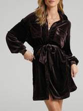 Load image into Gallery viewer, Collared Neck Button Down Long Sleeve Mini Dress