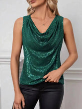 Load image into Gallery viewer, Sequin Cowl Neck Tank