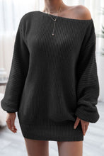 Load image into Gallery viewer, Boat Neck Long Sleeve Mini Sweater Dress