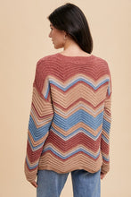 Load image into Gallery viewer, Annie Wear Multi Color Zig-Zag Round Neck Sweater