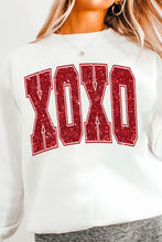 Load image into Gallery viewer, Valentine’s Day XOXO Glitter Round Neck Sweatshirt