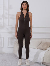 Load image into Gallery viewer, Half Zip Wide Strap Active Jumpsuit