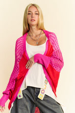 Load image into Gallery viewer, Davi &amp; Dani Openwork Contrast Open Front Cardigan