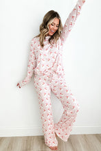 Load image into Gallery viewer, Santa Print Long Sleeve Top and Pants Lounge Set