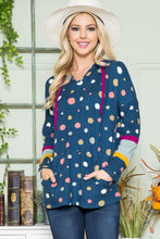 Load image into Gallery viewer, Celeste Full Size Polka Dot Drawstring Hoodie