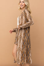 Load image into Gallery viewer, And The Why Snake Print Kimono Open Front Longline Cardigan