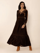 Load image into Gallery viewer, Lace Detail V-Neck Long Sleeve Maxi Dress