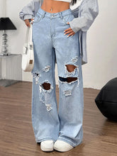 Load image into Gallery viewer, Distressed Wide Leg Jeans with Pockets