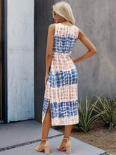 Load image into Gallery viewer, Slit Printed Round Neck Sleeveless Dress