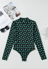 Load image into Gallery viewer, Lucky Clover Mock Neck Long Sleeve Bodysuit