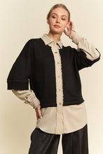 Load image into Gallery viewer, Davi &amp; Dani Faux Layered French Terry Contrast Top