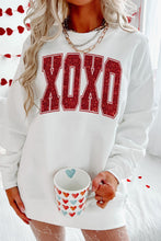 Load image into Gallery viewer, Valentine’s Day XOXO Glitter Round Neck Sweatshirt