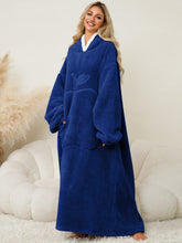 Load image into Gallery viewer, Pocketed Contrast Long Sleeve Hooded Lounge Dress