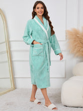 Load image into Gallery viewer, Contrast Trim Tie Waist Lounge Nightgown with Pockets