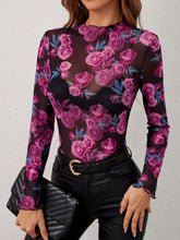 Load image into Gallery viewer, Floral Mock Neck Long Sleeve Top