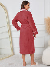 Load image into Gallery viewer, Contrast Trim Tie Waist Lounge Nightgown with Pockets